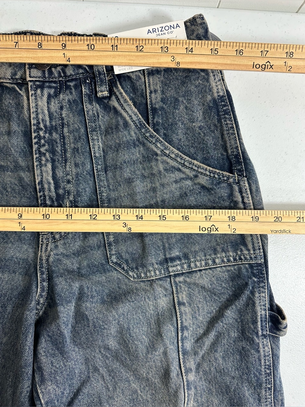 Arizona Jean Sz 10 Skater Jeans Highest Rise Slouchy Hip Thigh Carpenter Denim - Picture 9 of 12